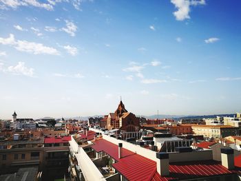 High angle view of townscape against sky