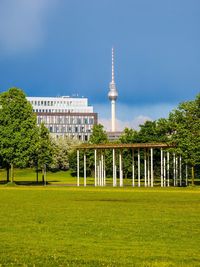 Green park with fernsehturm in background