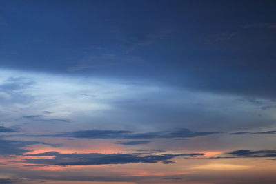 Low angle view of clouds in sky during sunset