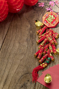 High angle view of vegetables on table
