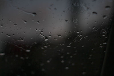 Full frame shot of raindrops on glass window