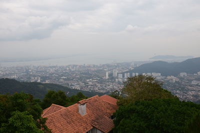 High angle view of townscape against sky