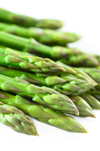 Close-up of green beans against white background