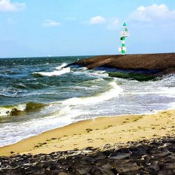 Scenic view of beach against sky