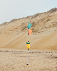 Colorful flags wave in the coastal breeze