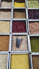 High angle view of food for sale in market