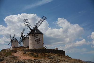 Wind turbines in field