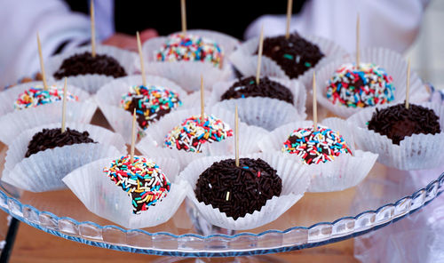 Homemade chocolate balls coated with sprinkles