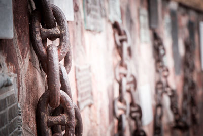 Close-up of rusty chain
