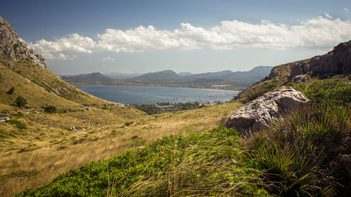 Scenic view of land against sky