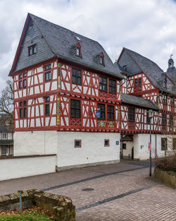 Beautiful half-timbered town hall of bad camberg, hesse, germany