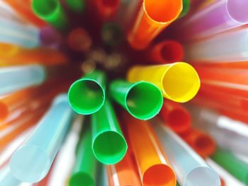 Directly above shot of multi colored drinking straws