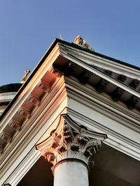 Low angle view of historic building against clear sky