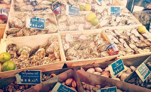 Food for sale at market stall