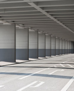 Empty parking lot of building