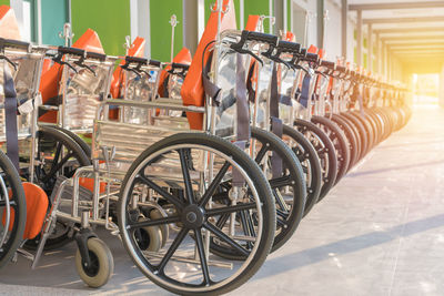 Close-up of bicycles