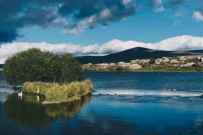 Scenic view of lake against sky