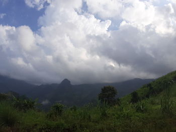 Scenic view of mountains against sky