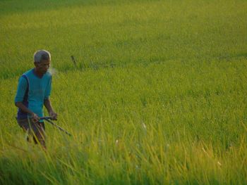 Man working on farm