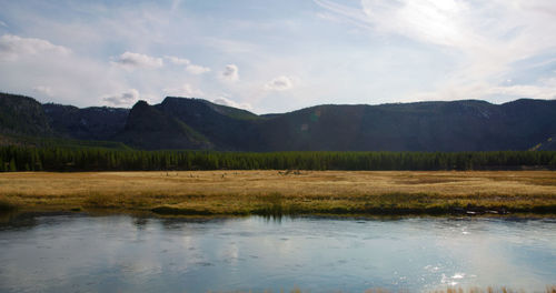 Scenic view of lake against sky