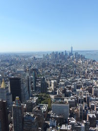 Manhattan against clear sky