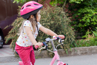 Girl riding bicycle