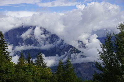 Low angle view of mountains against sky