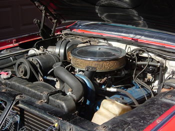 High angle view of car engine