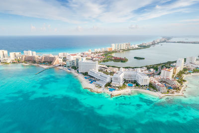 High angle view of sea against sky