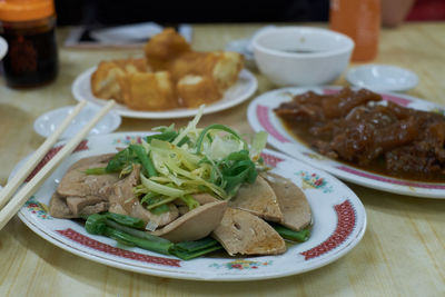 Close-up of food in plate on table