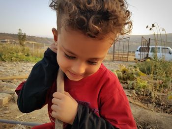 Close-up of smiling boy