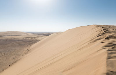 Scenic view of desert against clear sky