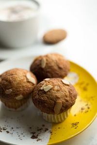 Close-up of cookies in plate on table