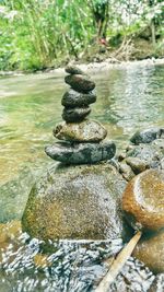 Close-up of rocks in water