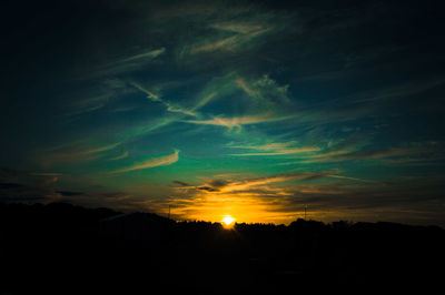 Scenic view of silhouette landscape against sky at sunset