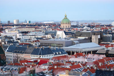 High angle view of townscape against sky