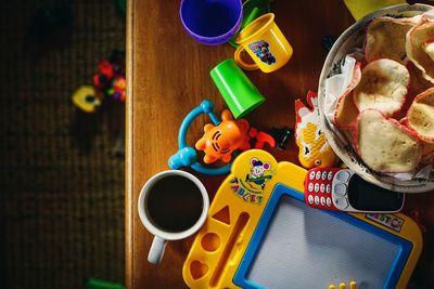 Close-up of coffee cup on table