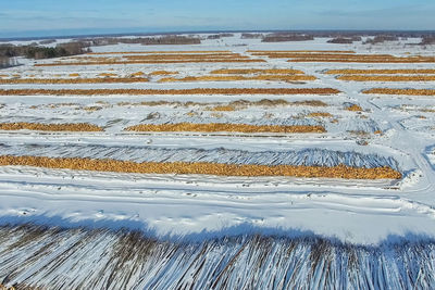 Scenic view of snow covered land