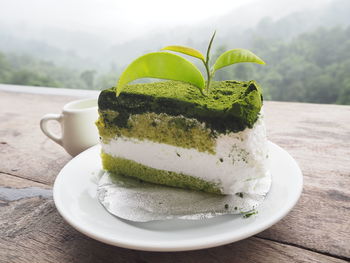 Close-up of dessert in plate on table