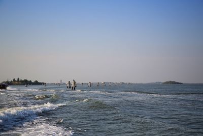 Scenic view of sea against clear sky