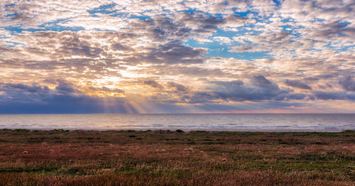 Scenic view of sea against cloudy sky