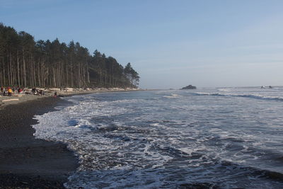 Scenic view of sea against clear sky