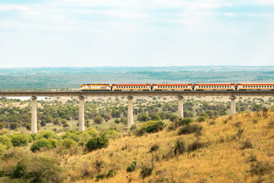 High angle view of bridge against sky