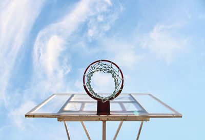 Low angle view of basketball hoop against sky