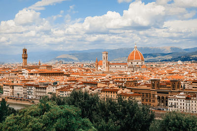 Aerial view of townscape against sky