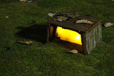 Old structure on grassy field