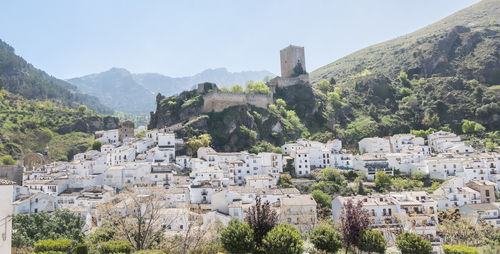 High angle view of townscape against sky