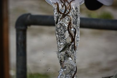 Close-up of water falling from fountain