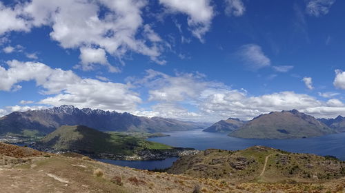 Scenic view of mountains against sky