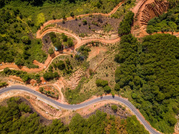 High angle view of winding road on mountain